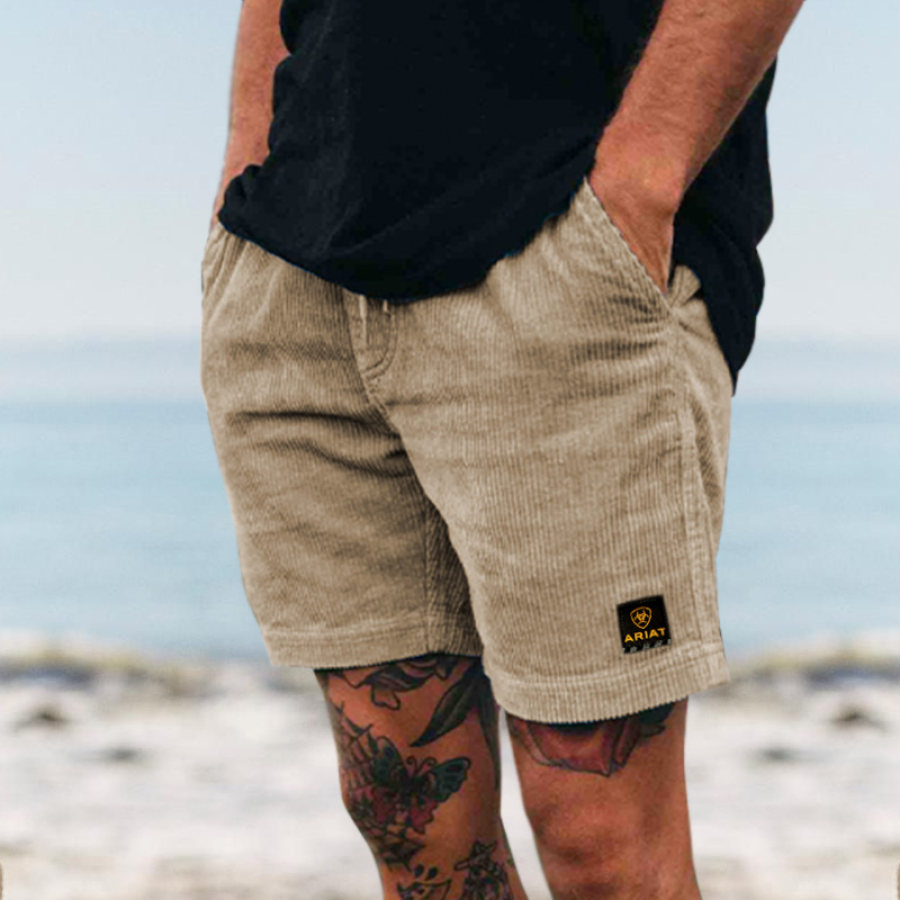 

Men's Shorts Vintage Corduroy Surf Beach Shorts Everyday Casual 5 Inch Shorts Khaki