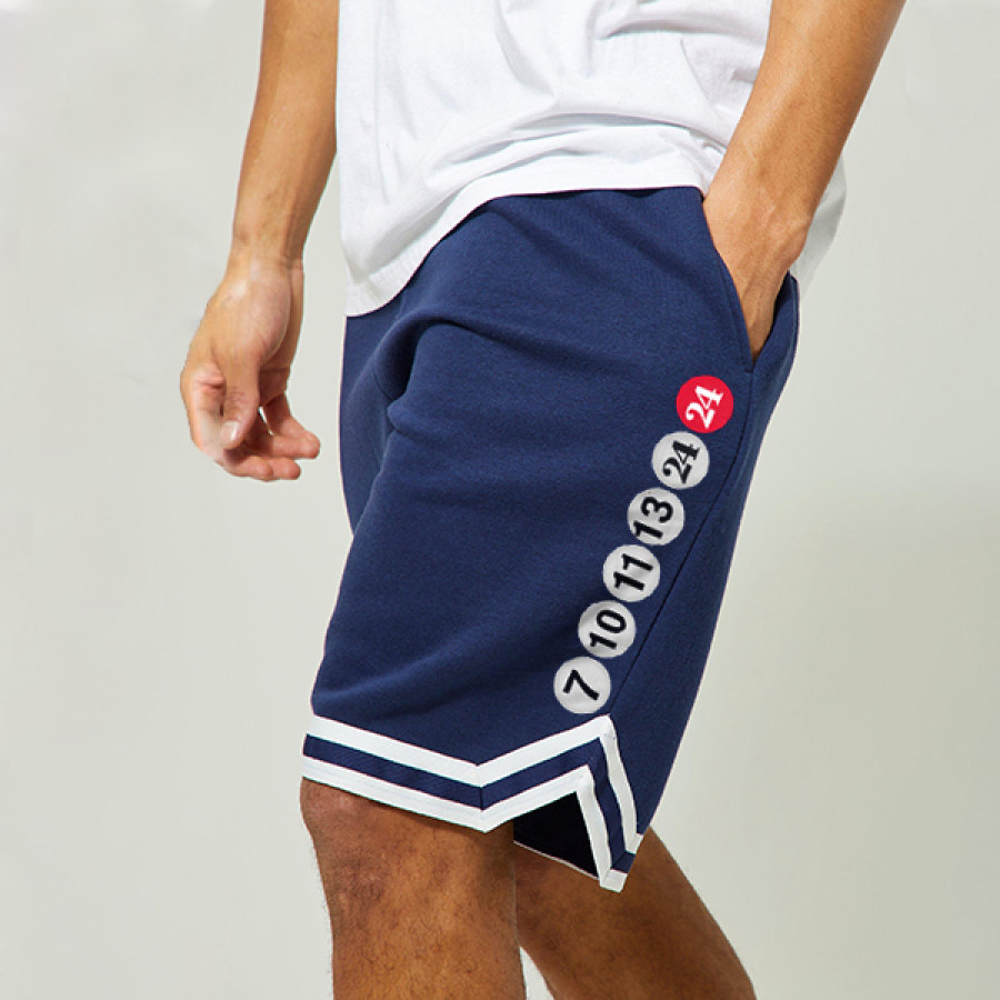 

Powerball Number 24 Men Swoosh Shorts Street Fashion Casual Sweatpants Elastic Waist Drawstring Shorts Sportswear