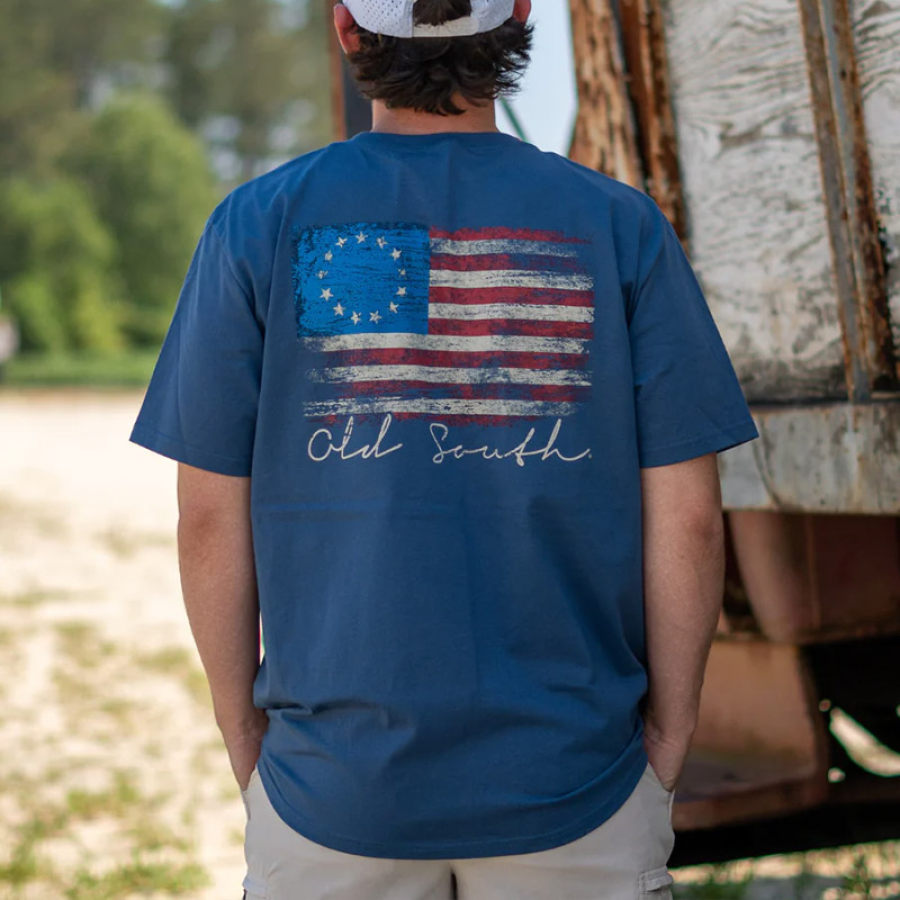 

T-shirt Da Uomo Con Bandiera Americana Stampa Grafica Vacanza Quotidiana Casual Manica Corta Tee Blu