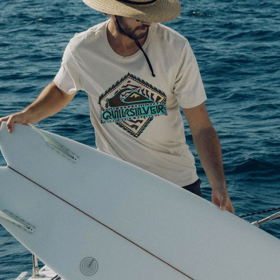 

Camiseta Masculina Retrô Surf Quiksilver Estampa Praia Férias Casual