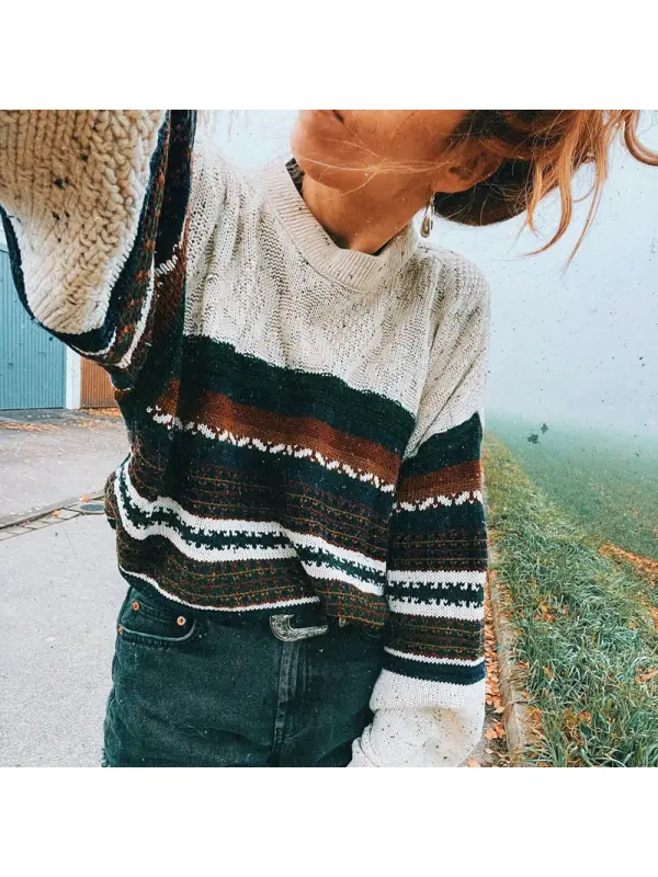 Women Vintage Autumn And Winter Knitted Sweater - Fashionmia.chimpone.com 