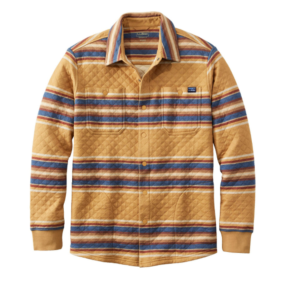 

Men's Barbie Stripe Overshirt Vintage Quilted Sweatshirt LLBean Outdoor Shirt Jacket