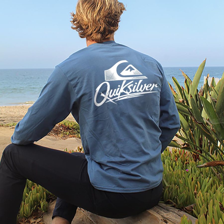 

Homme T-Shirt Manches Longues Rétro Vintage Surf Décontracté De Plein Air Quotidien Hauts Bleu Ardoise