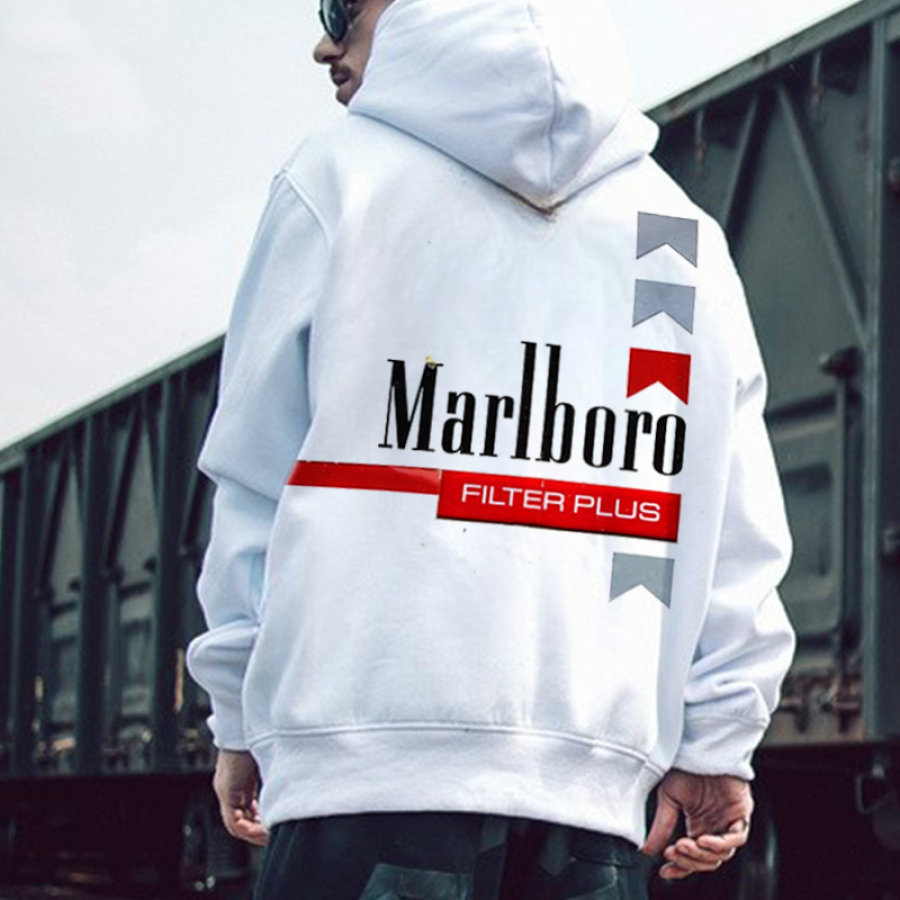 

Men's Oversized Hoodie Vintage Print Graphic White
