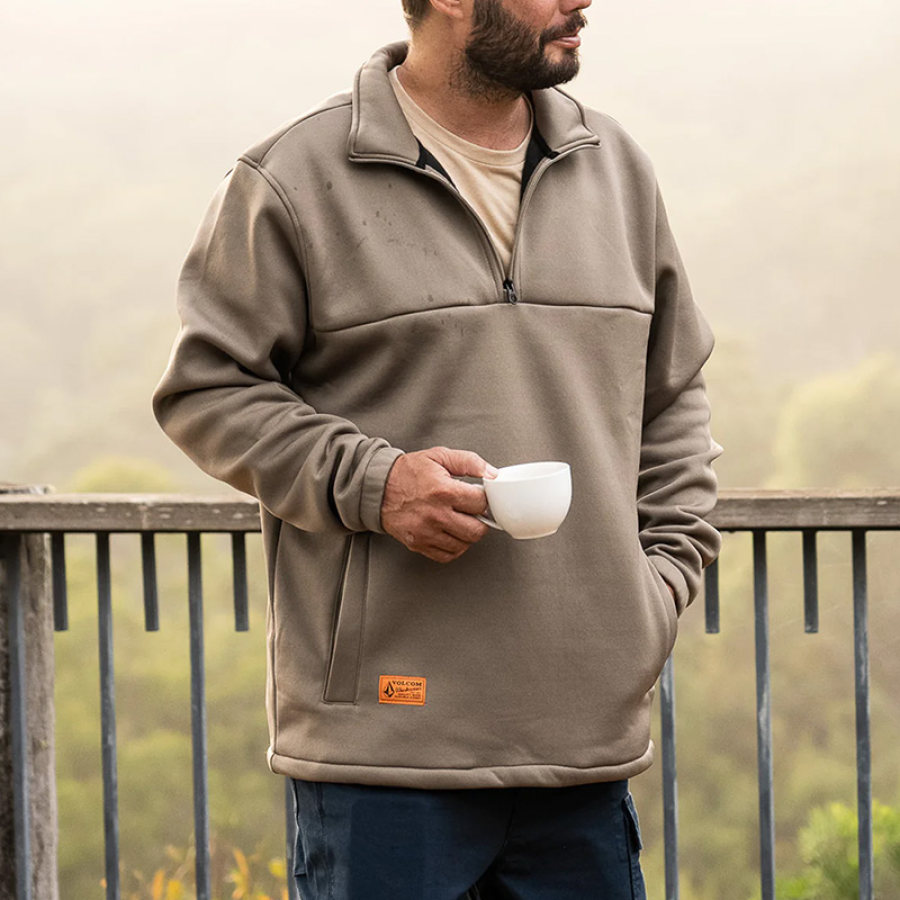 

Men's 1/4 Zipper Workwear Retro Outdoor Pocket Splicing Sweatshirt