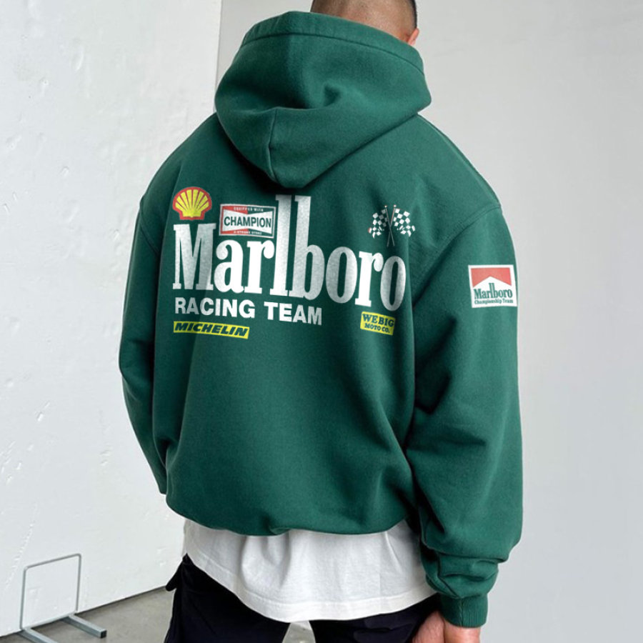 

Sudadera Con Capucha De Gran Tamaño Para Hombre Sudadera Con Capucha Con Bolsillo Con Estampado Gráfico De Carreras Verde