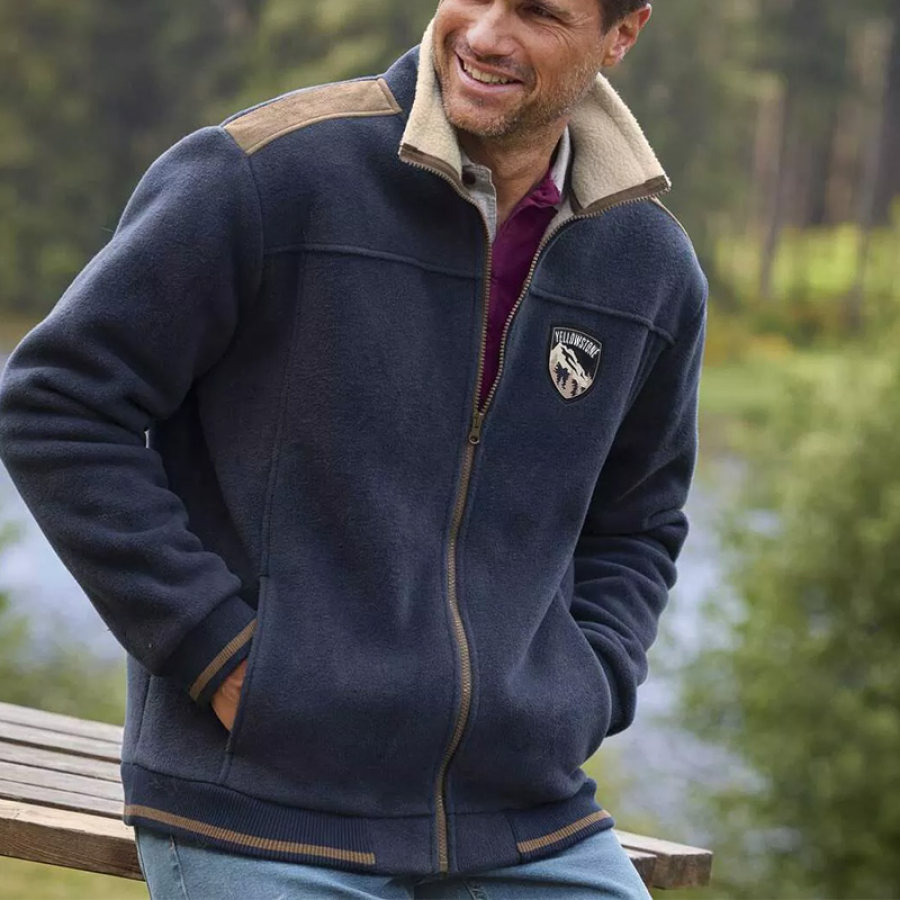 

Chaqueta Polar Para Hombre Con Forro Sherpa Azul Marino Yellowstone