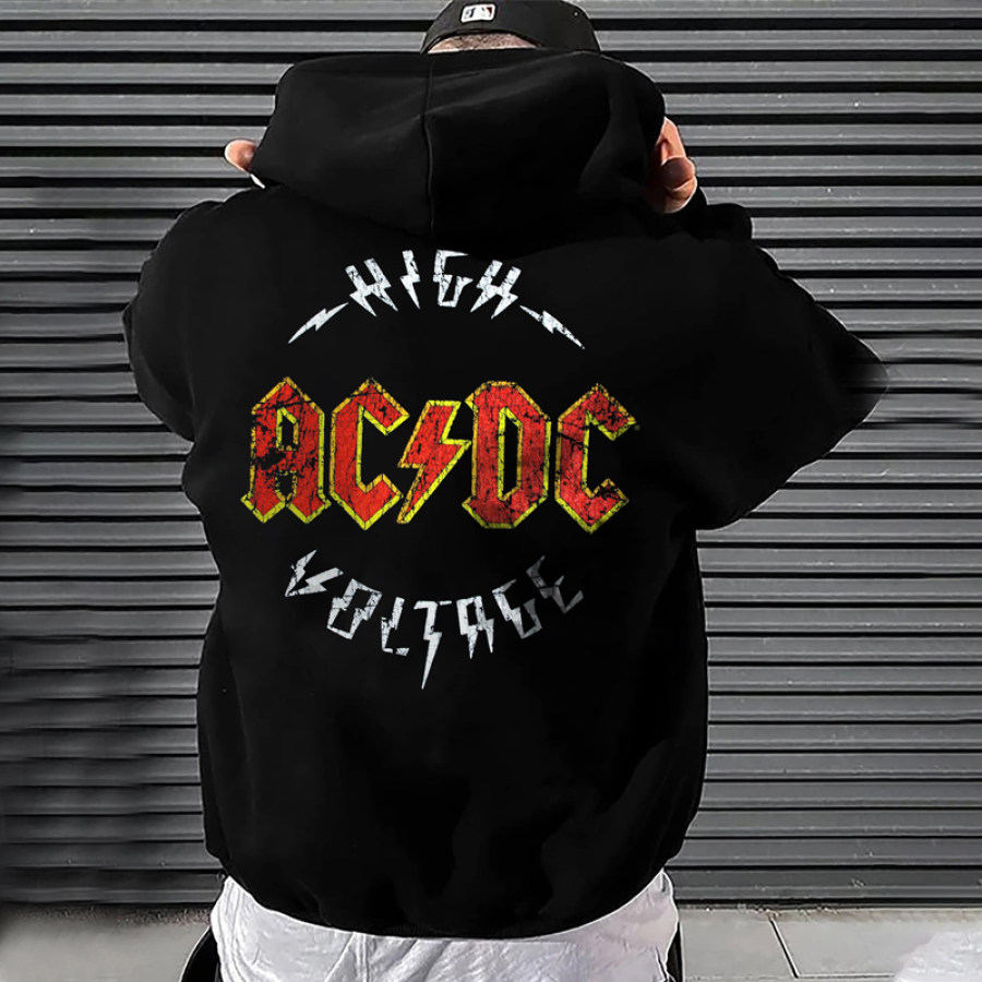 

Men's Retro Rock Print Oversized Hoodie