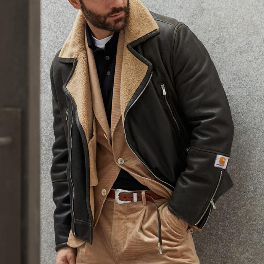 

Chaqueta Motera De Cuero Vintage Para Hombre