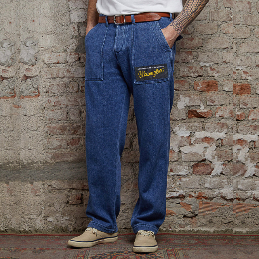 

Jeans Casual Retrò Da Uomo Pantaloni Da Lavoro Tattici Quotidiani Con Tasche Multiple A Gamba Dritta Casual