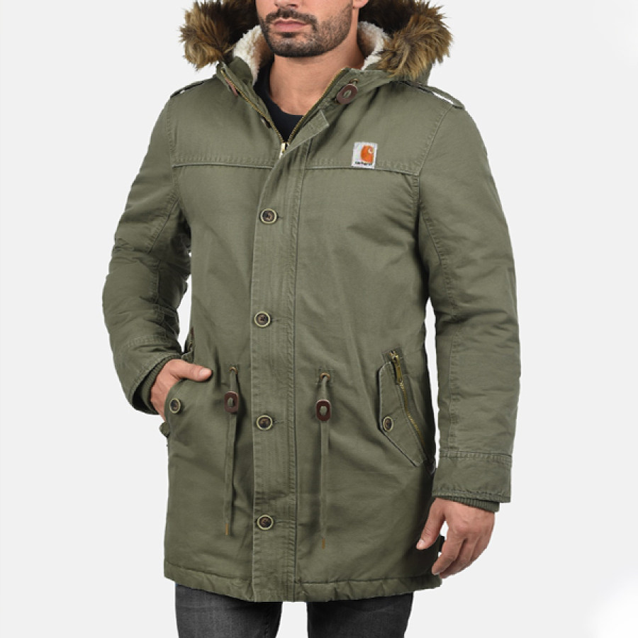 

Parka De Invierno Para Hombre Con Capucha Y Forro Polar Cálido Chaqueta Tipo Cargo Bolsillo Abrigos De Longitud Media