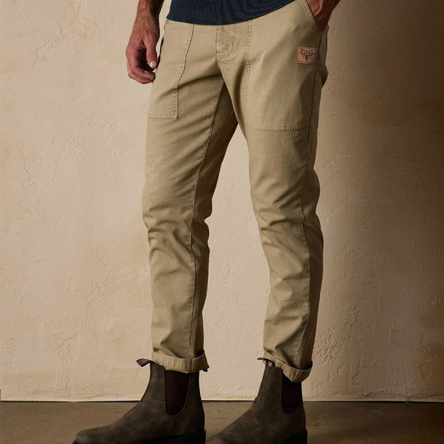 

Pantaloni Casual Semplici In Tela Retrò Da Uomo