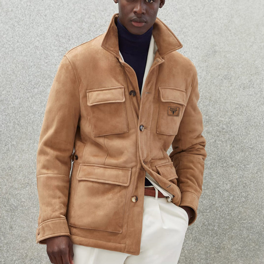 

Field Jacket Vintage Business Da Uomo In Shearling Scamosciato