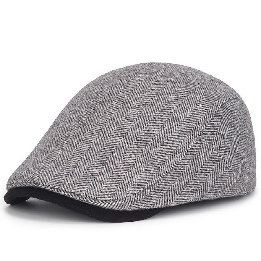 

Herringbone Casual Warm Peaked Cap British Retro Progressive Hat