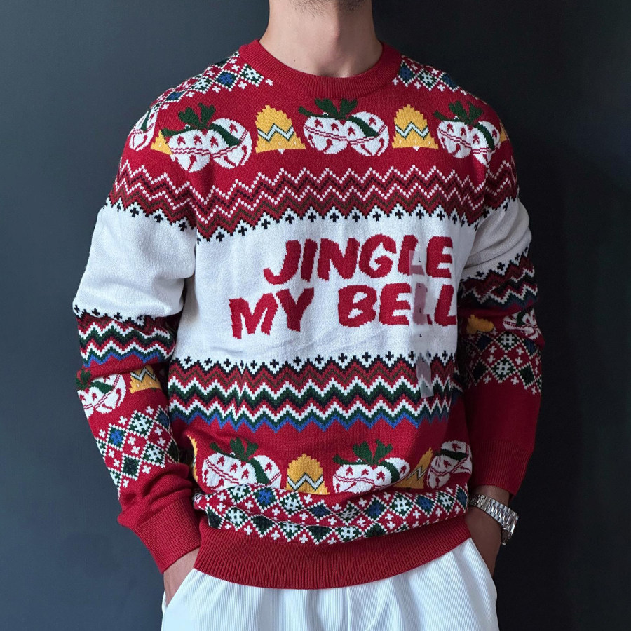 

Otoño E Invierno Cómodo E Informal Jersey De Jingle My Bell Para Hombre Suéter De Cuello Redondo Suéter De Navidad
