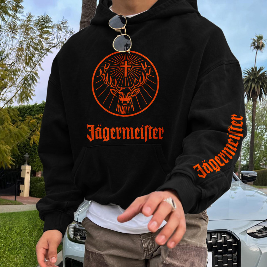 

Sweat à Capuche Rétro Décontracté Imprimé Jägerhead Pour Hommes