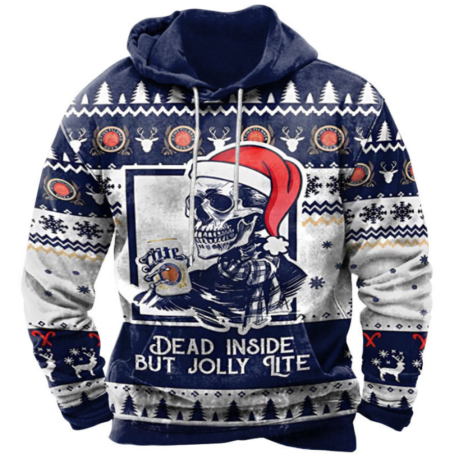 

Men's Drinking Print Ugly Christmas Hoodie