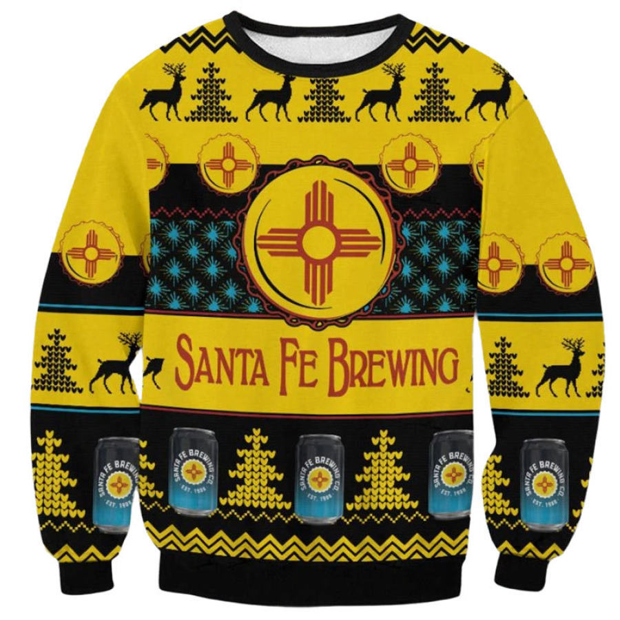 

Sudadera Navideña Fea Con Estampado 3D De Santa Fe Brewing Para Hombre