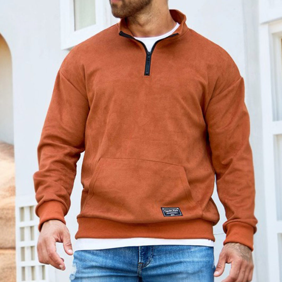 

Herren-Sweatshirt Mit Halboffenem Kragen Lässige Taschen