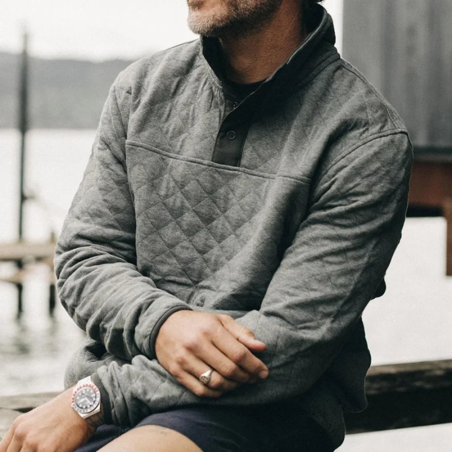 

Мужская винтажная толстовка из органического хлопка стеганый вязаный пуловер