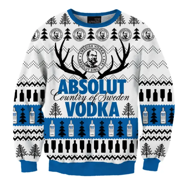 Unisex Absolut Vodka Fun 3D Print Christmas Sweatshirt - Cotosen.com