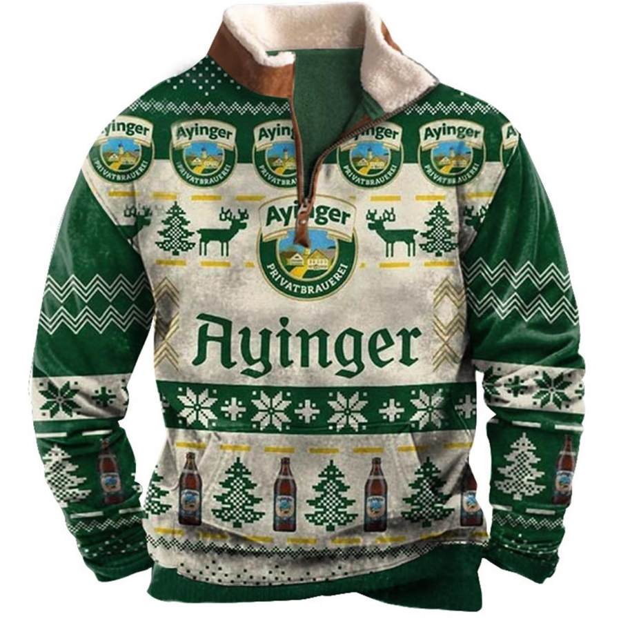 

Sudadera Para Hombre Con Cremallera De Un Cuarto Ayinger Beer Brewery Ugly Christmas Plush Collar Vintage Daily Tops