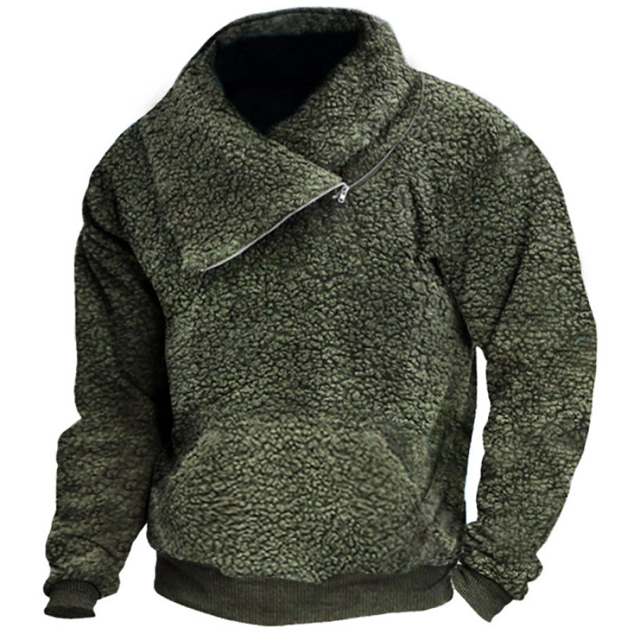 

Sweat-shirt Vintage Teddy Velvet Pour Hommes Pull Chaud Et épais Avec Poche