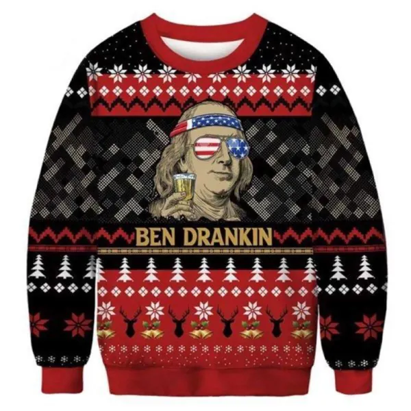 Unisex Benjamin Franklin's Ugly Christmas Sweater - Ootdyouth.com 