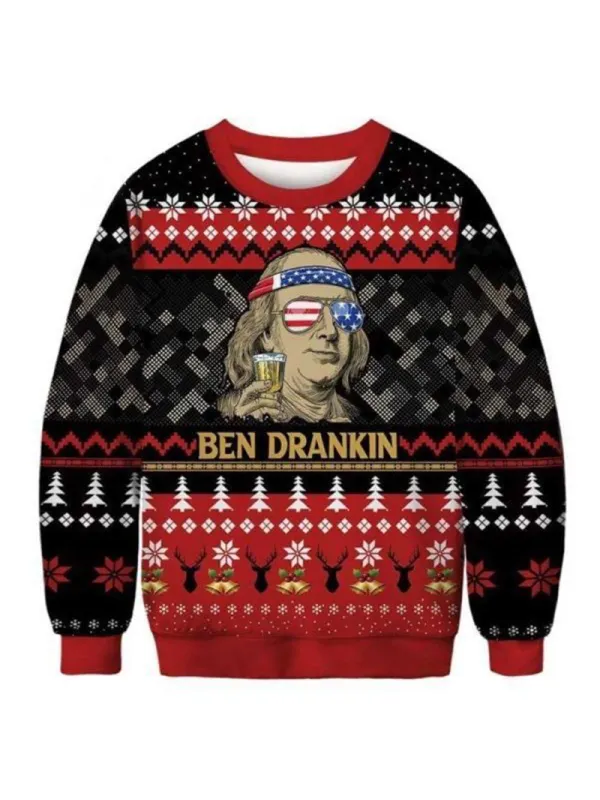Unisex Benjamin Franklin's Ugly Christmas Sweater - Ootdmw.com 