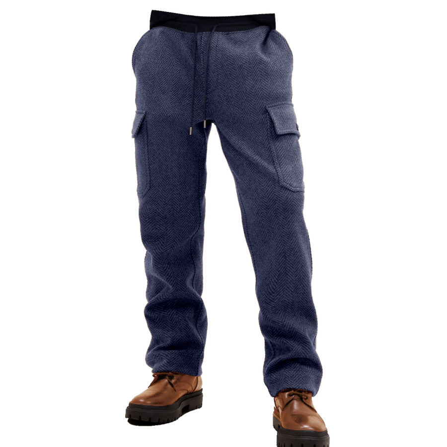 

Herren-Jogginghose Vintage-Stil Fischgrätenmuster Cargo-Outdoor-Freizeithose Für Den Alltag