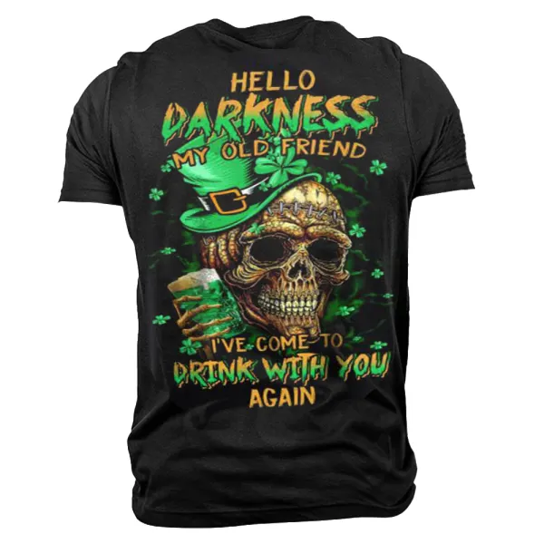 St. Patrick's Day Skull Print Men's Short Sleeve T-Shirt - Trisunshine.com 