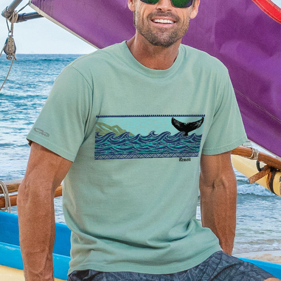 

Kurzarm-T-Shirt Mit Retro-Print Am Meer Und Urlaub