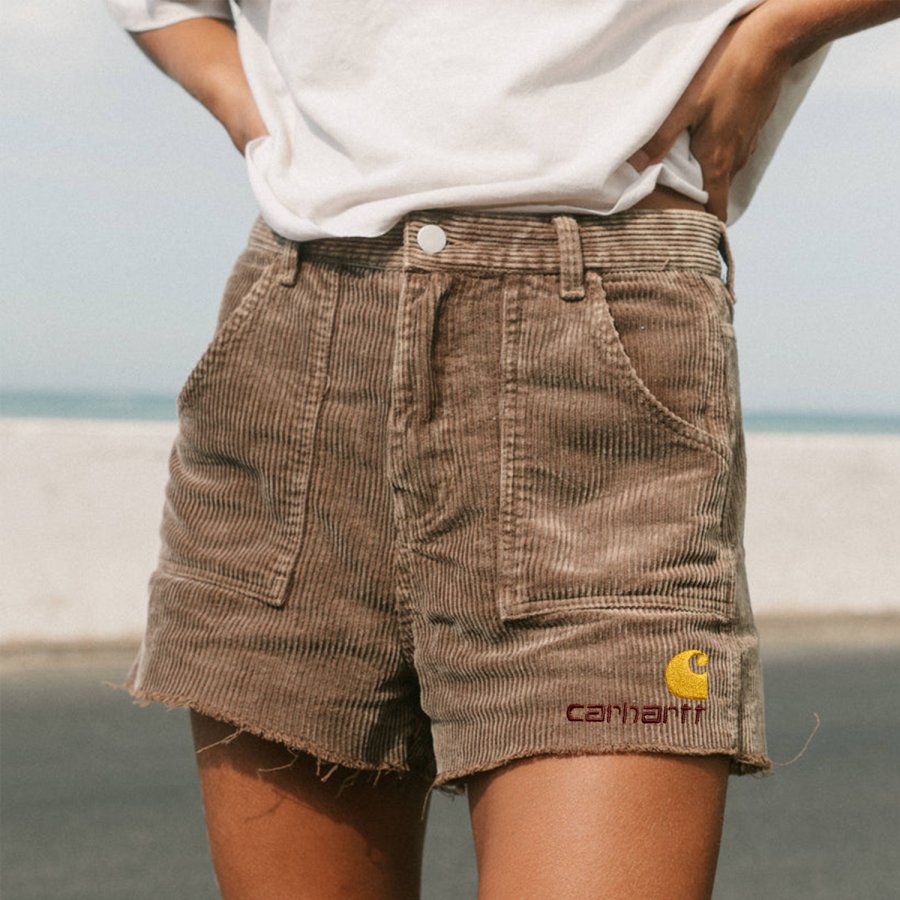 

Short De Surf En Velours Côtelé à Logo Vintage Pour Femme