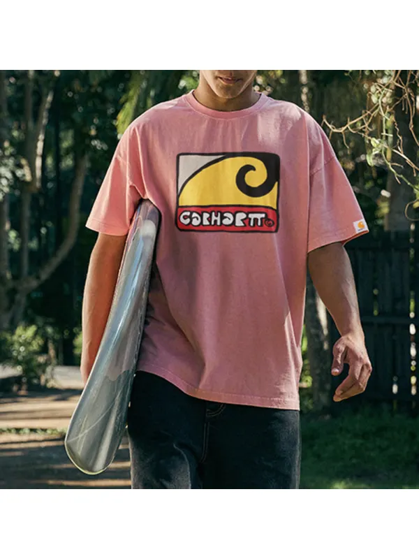 Unisex Retro Casual Loose Surf Printed T-shirt - Ootdmw.com 