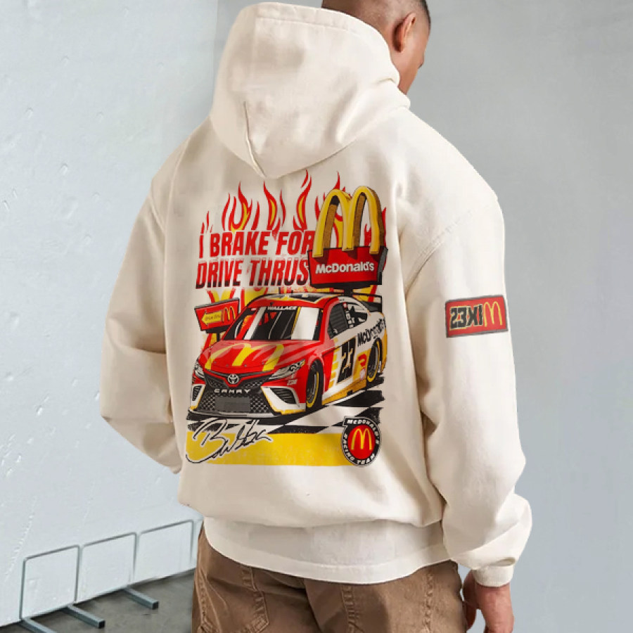 

Men's Oversized Hoodie 23XI Racing Graphic Print Pocket Comfort Hooded Sweatshirt Albaricoque