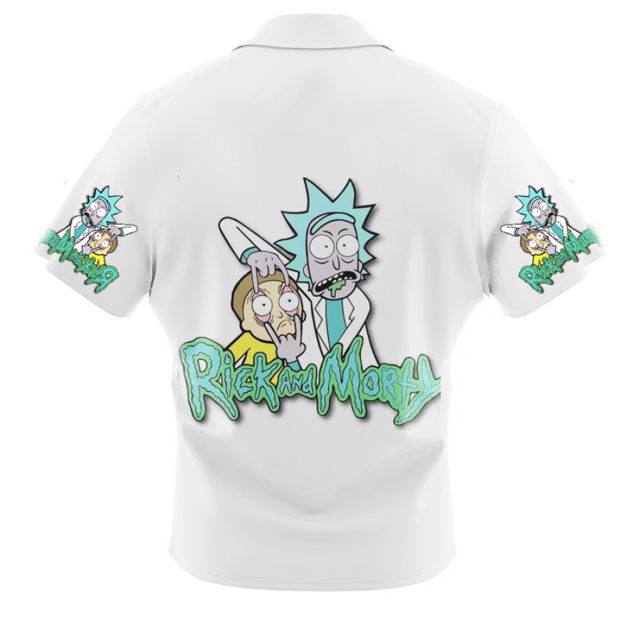 

Kurzärmliges Strand-Urlaubshemd Mit Fashion-Pack-and-Morty-Print Für Herren