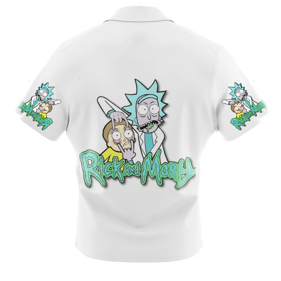 

Camisa De Vacaciones En La Playa De Manga Corta Con Estampado De Morty Y Paquete De Moda Para Hombre