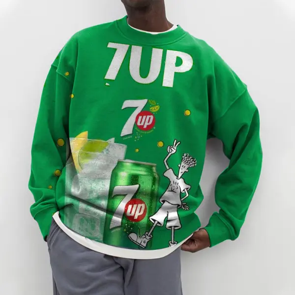 Oversize Sports 7 Up Pullover Sweatshirt - Cotosen.com