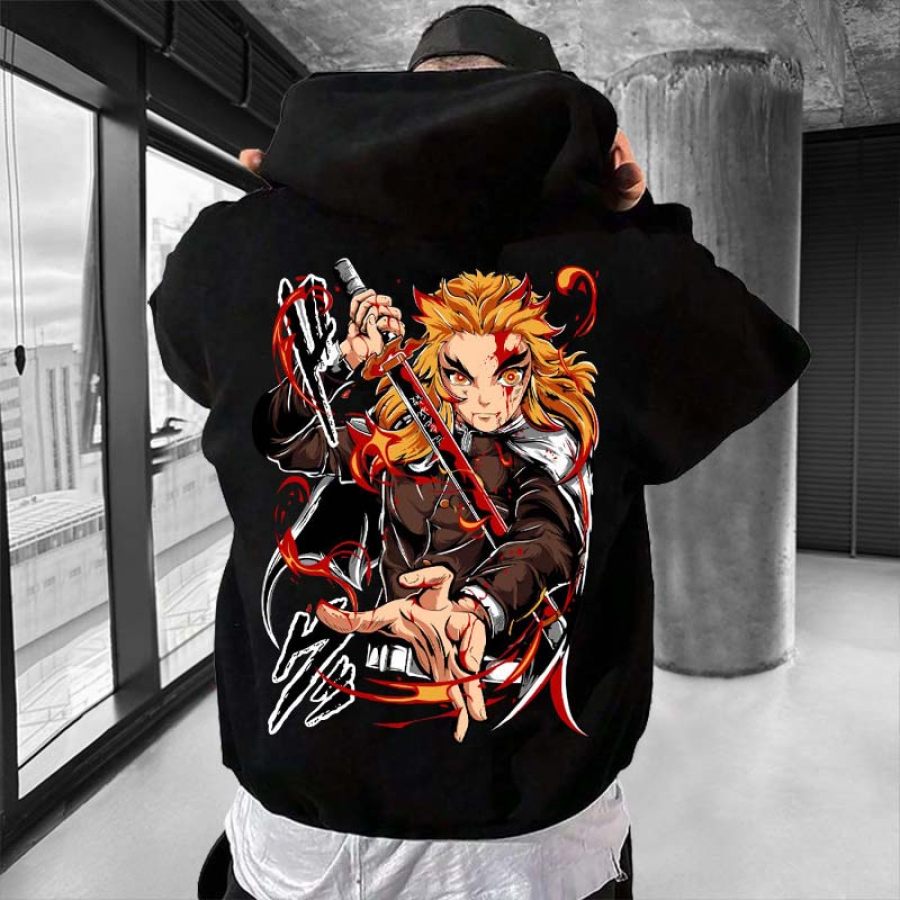 

Sweat à Capuche Unisexe Surdimensionné Kyojuro Rengoku Haori Demon Slayer Anime Décontracté