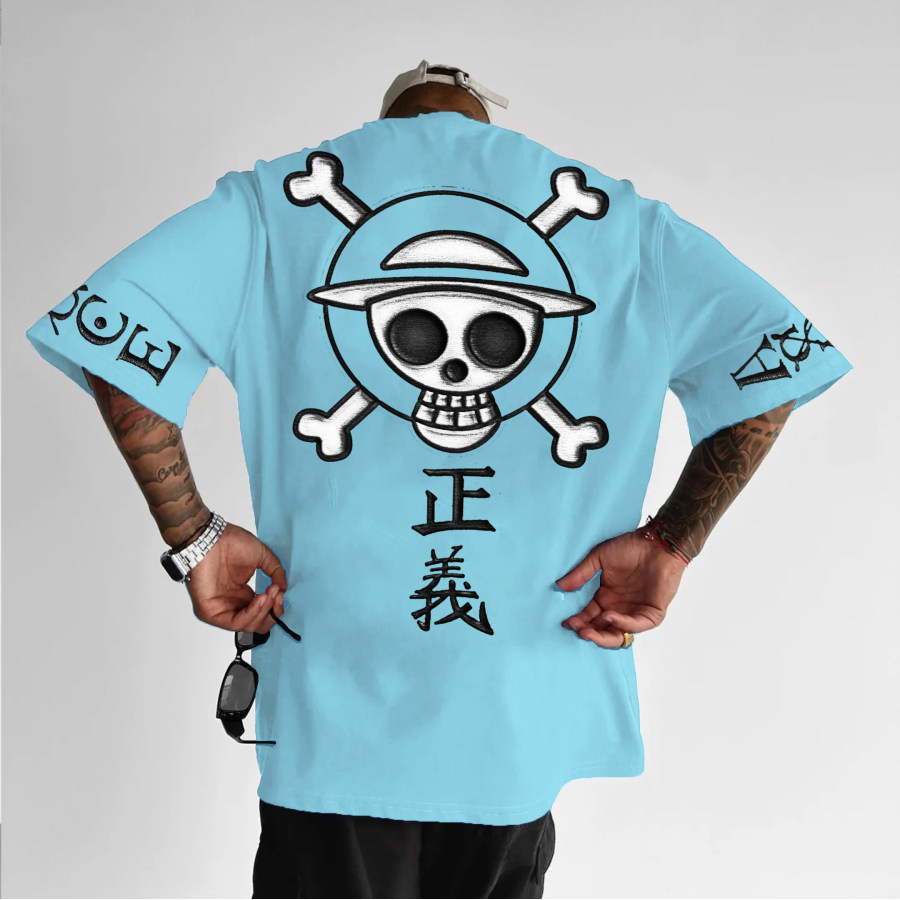 

Camiseta Unisex De Anime Bordada De Una Pieza