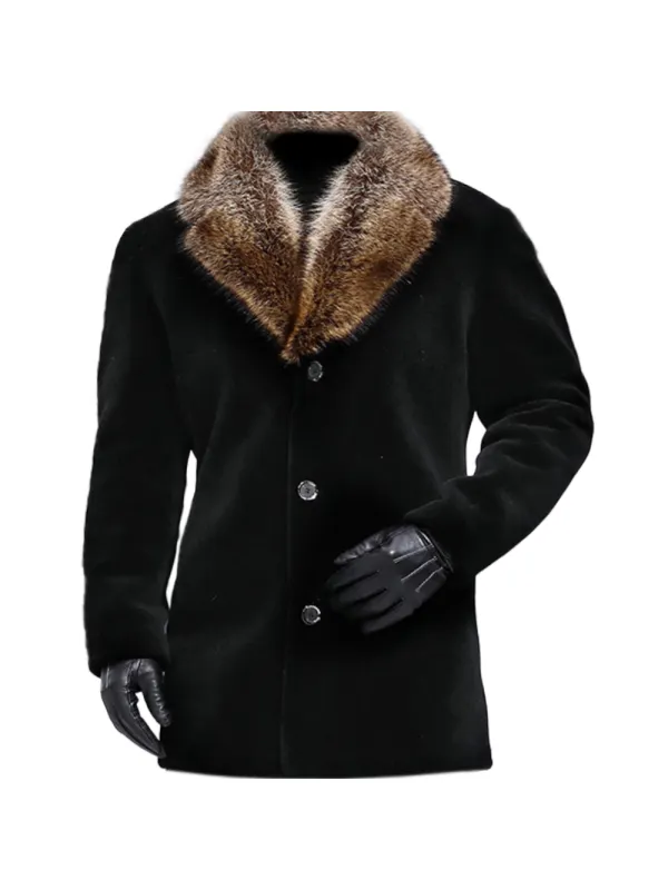 Lässiger Mittellanger Mantel Mit Pelzkragen Für Herren - Maxizero.chimpone.com 