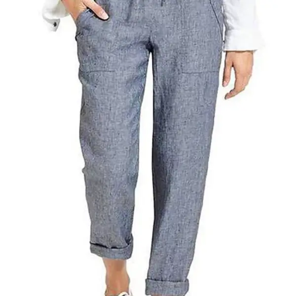 Casual Drawstring High Waist Pocket Loose Cotton And Linen Pants - Styletaken.chimpone.com 