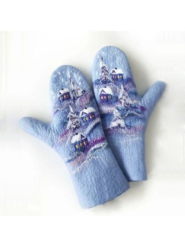 

Cashmere Thick Printed Warm Gloves