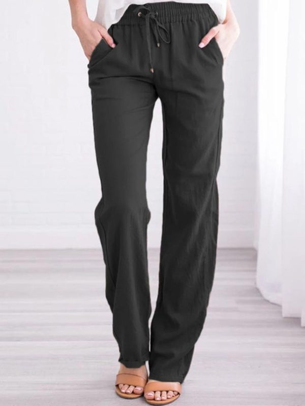 

fashion loose solid color wild casual trousers