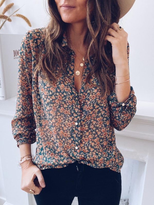 

Womens Fashion Casual Floral Shirt TN01