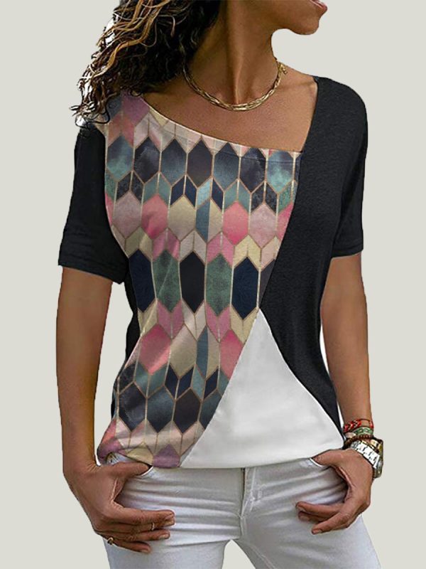 

Women's color stitching top