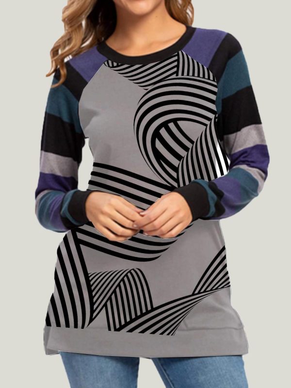 

Fashion color matching printed casual t-shirt