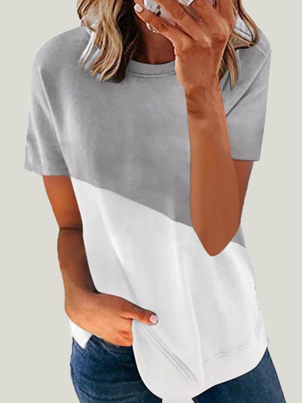 

Women Casual Color Block Short Sleeve T-shirt