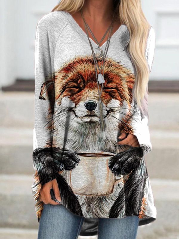

Animals Valentines Dayv-neck casual loose t-shirt