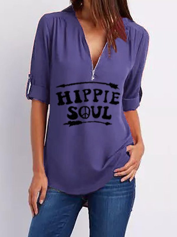 

New zipper pullover all-match short sleeve t-shirt